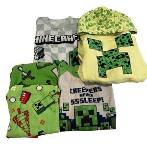 Minecraft Kids Clothes Bundle Hoodie Medium 8/10 T-shirts & Pajamas 5 Pieces Lot